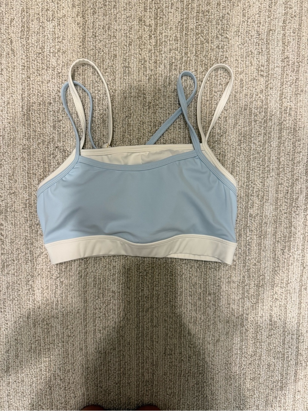 Light Blue and Cream Women's Sports Bra